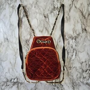 Free People Quilted Velour Backpack